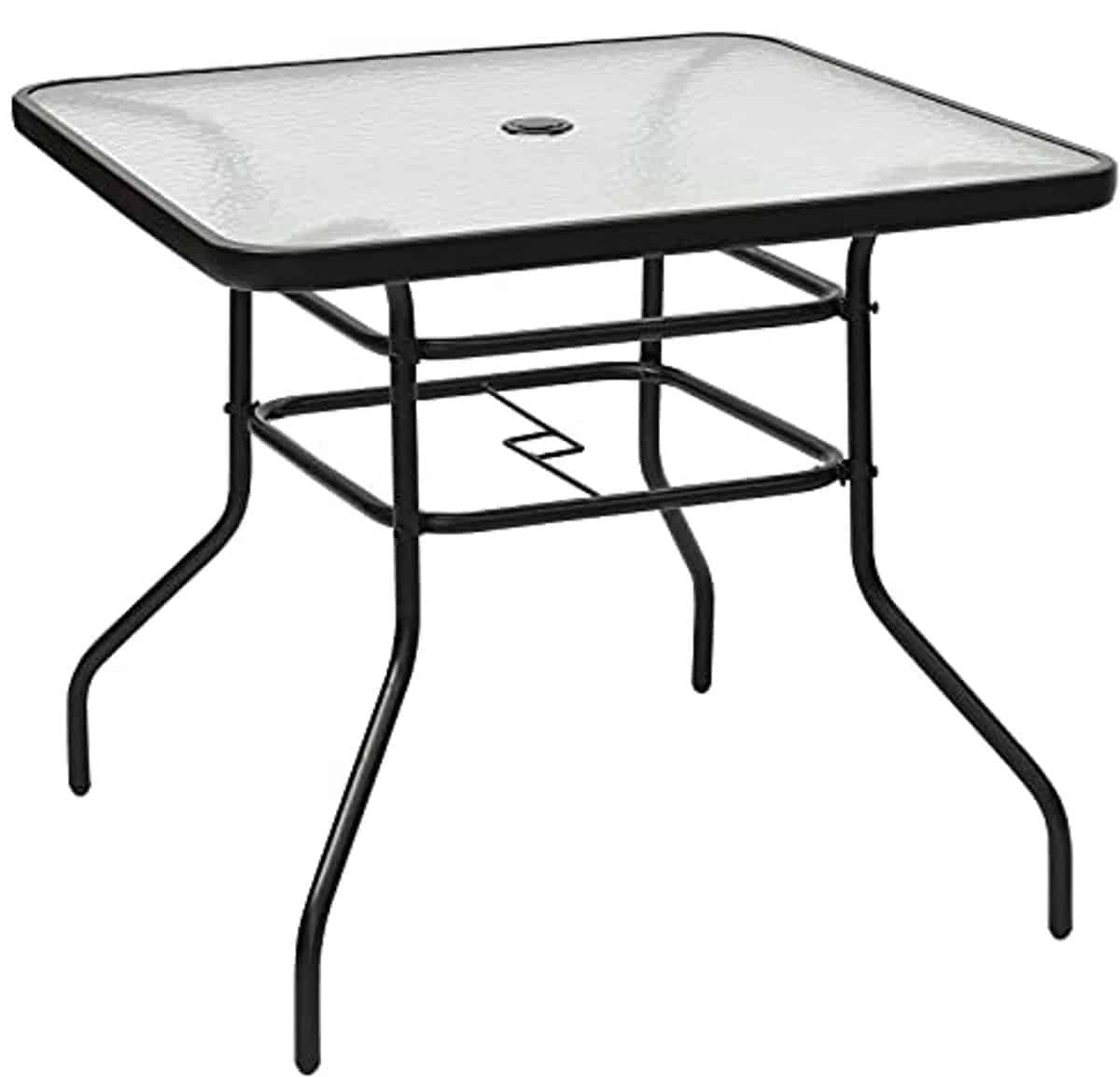 vierkante bijzettafel met glasplaat en metalen frame ideaal voor