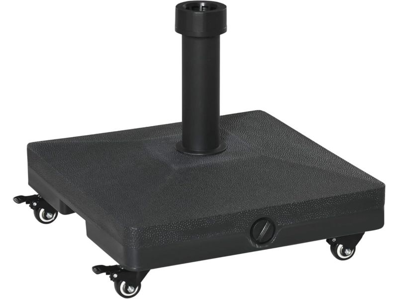 Vierkante Parasolvoet met Wielen - Verzwaarde Basis voor Parasolpalen 22