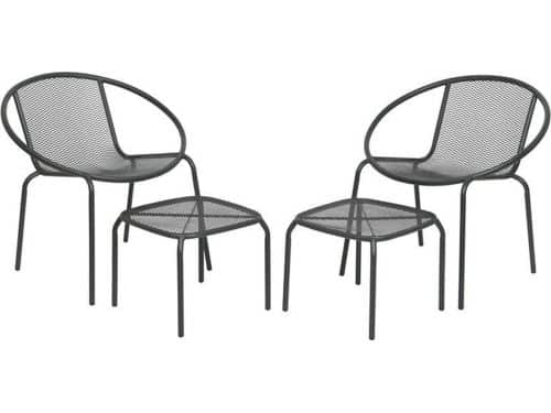 Vigo balkonset antraciet stoelen + voetenbank