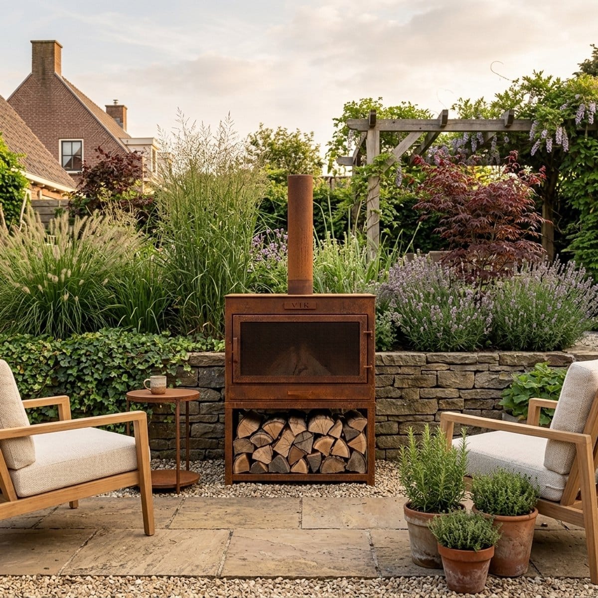 vik lux lounge tuinhaard roest (voor aan een loungebank)