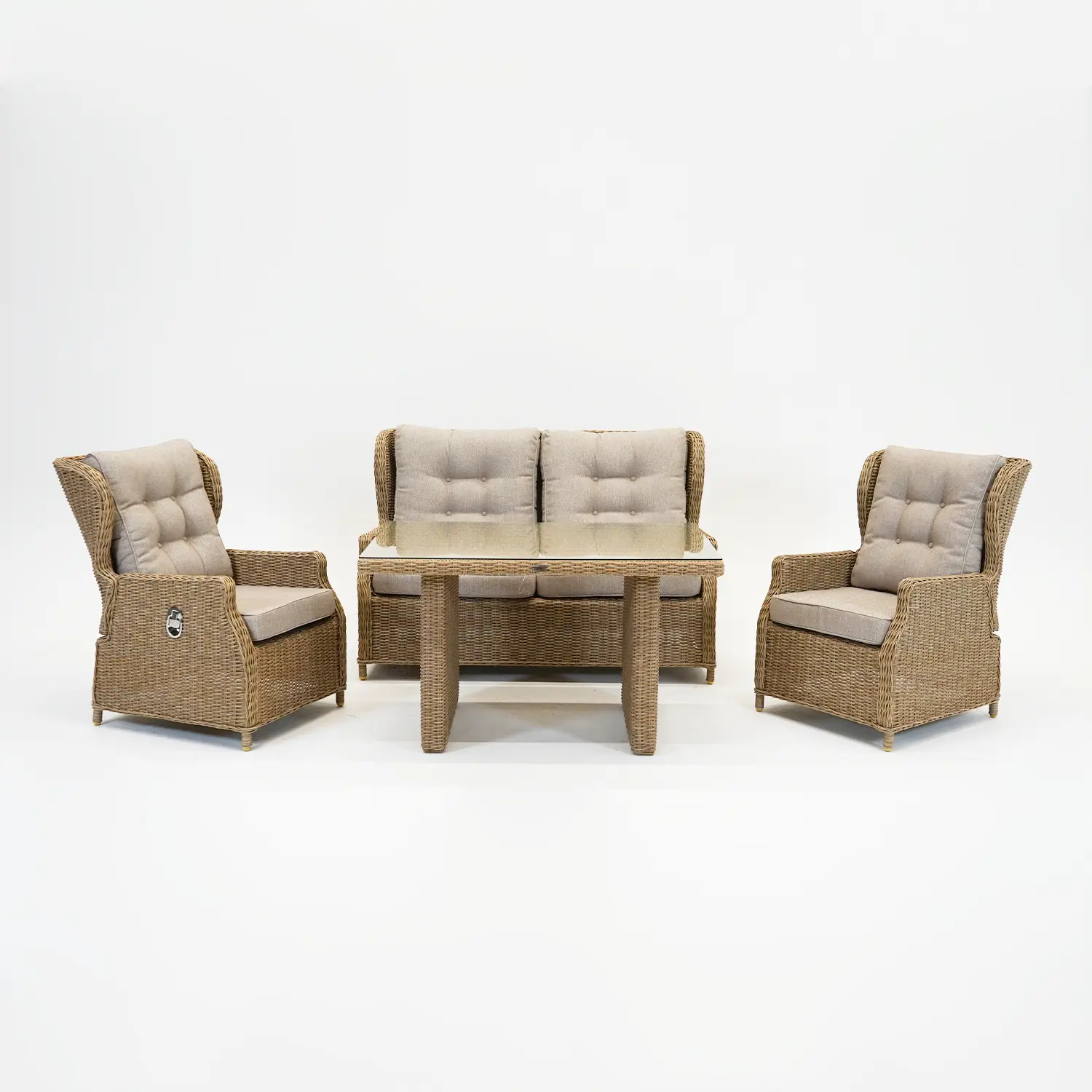 vita ibiza loungeset half dining verstelbaar 4 delig wicker