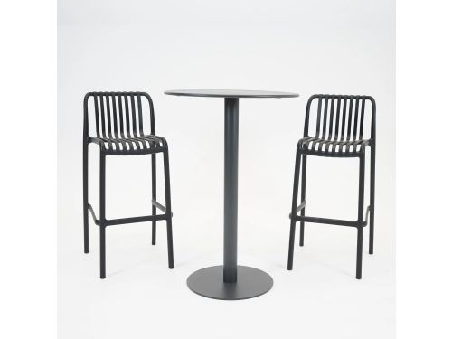 Vita Santo bartafel Ø70 met 2 Porto barstoelen zwart