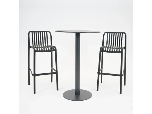 Vita Santo bartafel ร70 met 2 Porto barstoelen zwart