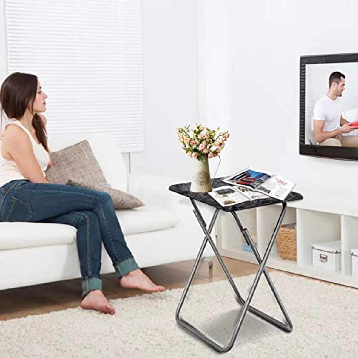 vouwbare bijzettafel set van 2 voor woonkamer, balkon en tuin