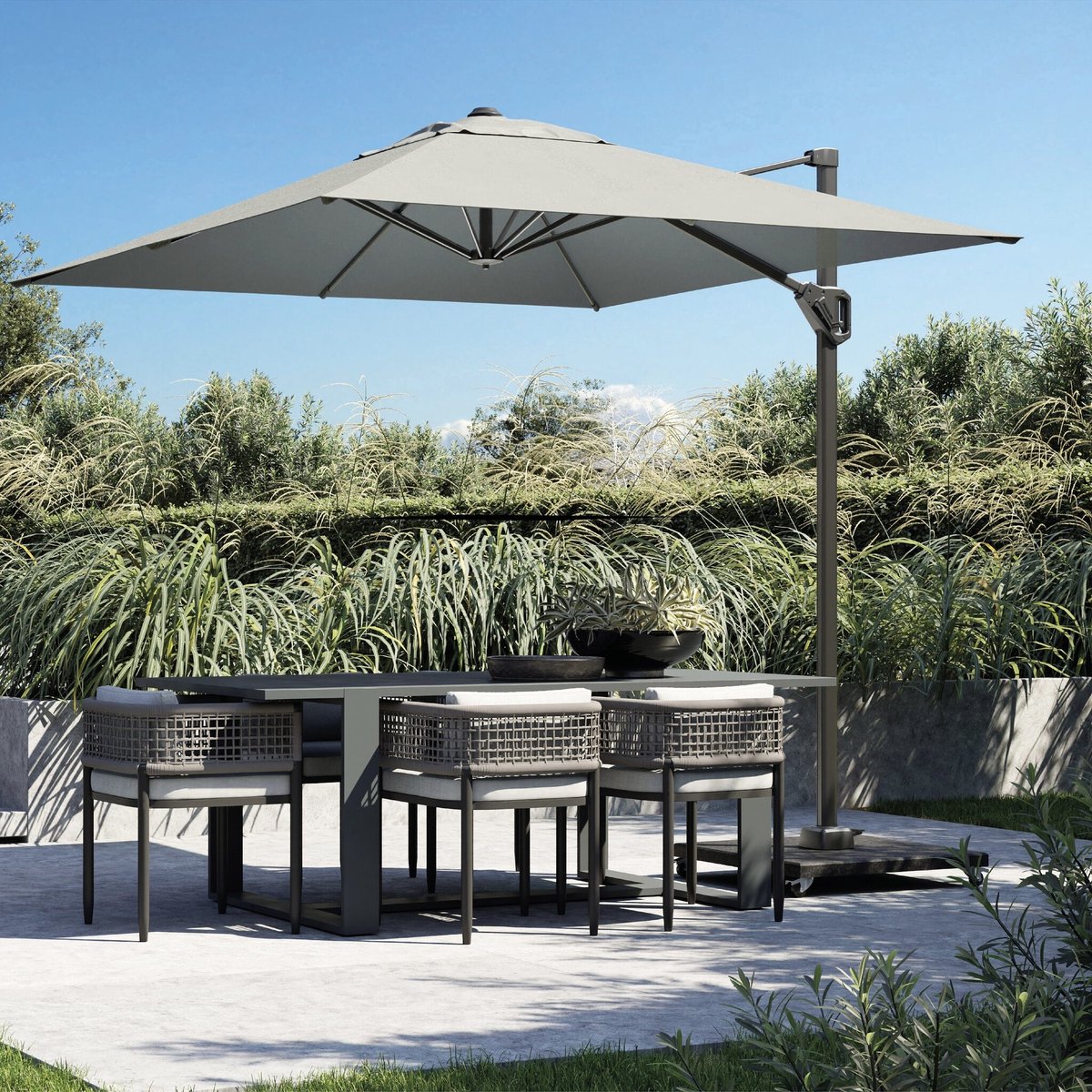 voyager t1 zweefparasol 250×250 cm sandstone ivory met zandkleur 90kg