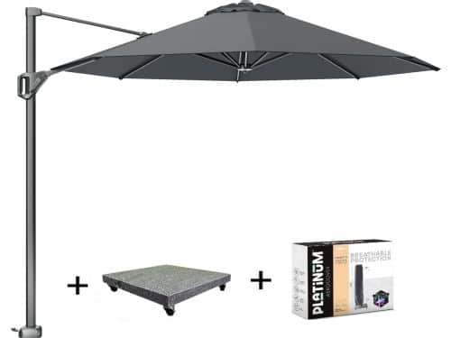 Voyager T1 zweefparasol 300 cm rond antraciet met 75KG voet