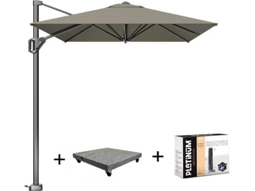 Voyager T1 zweefparasol 300x200 cm taupe met 75KG voet en