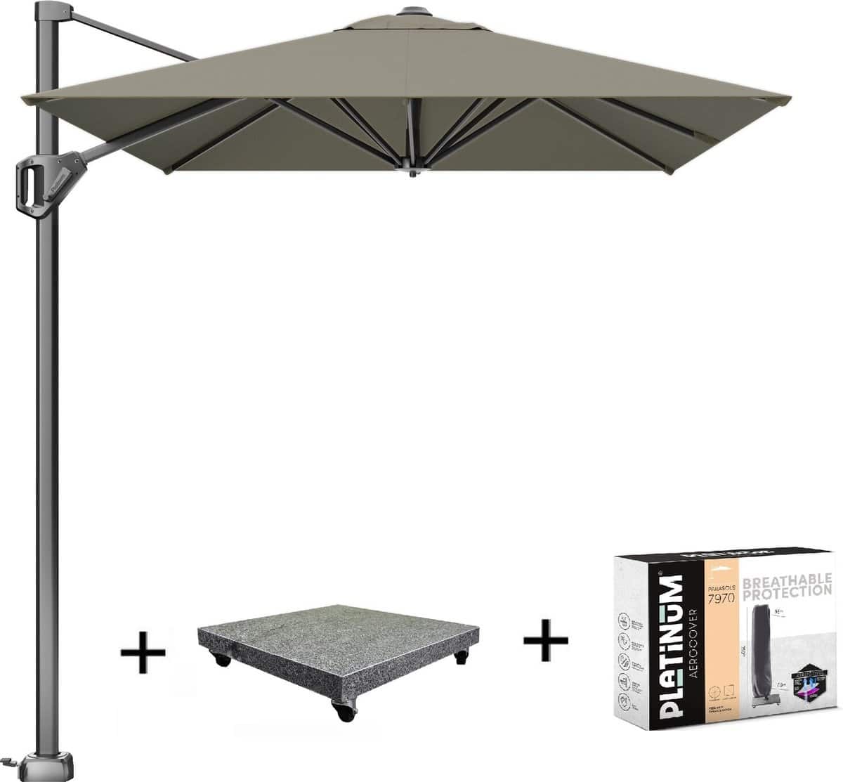 voyager t1 zweefparasol 300×200 cm taupe met 75kg voet en