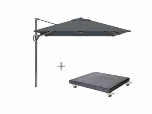 Voyager T² zweefparasol | 270x270cm met Modena parasolvoet 90kg | antraciet