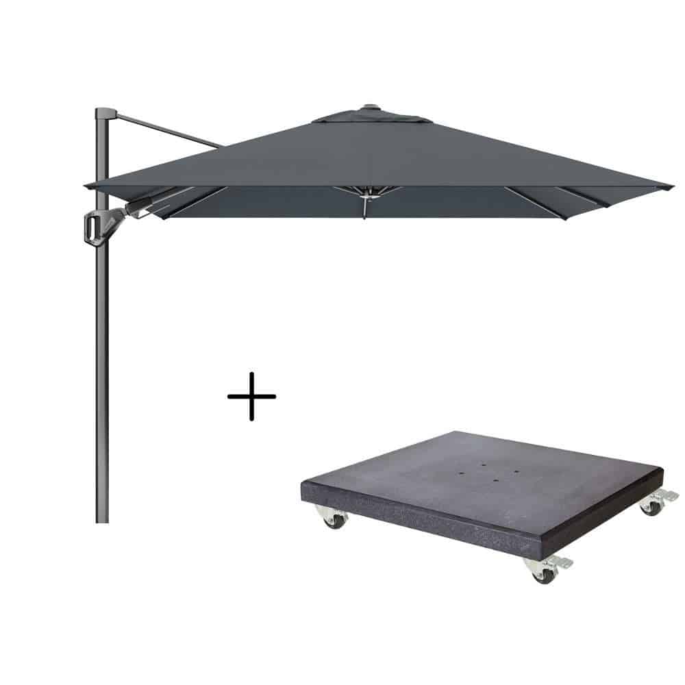 voyager t² zweefparasol | 270x270cm met modena parasolvoet 90kg | antraciet