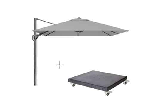 Voyager T² zweefparasol | 270x270cm met Modena parasolvoet 90kg | Light Grey