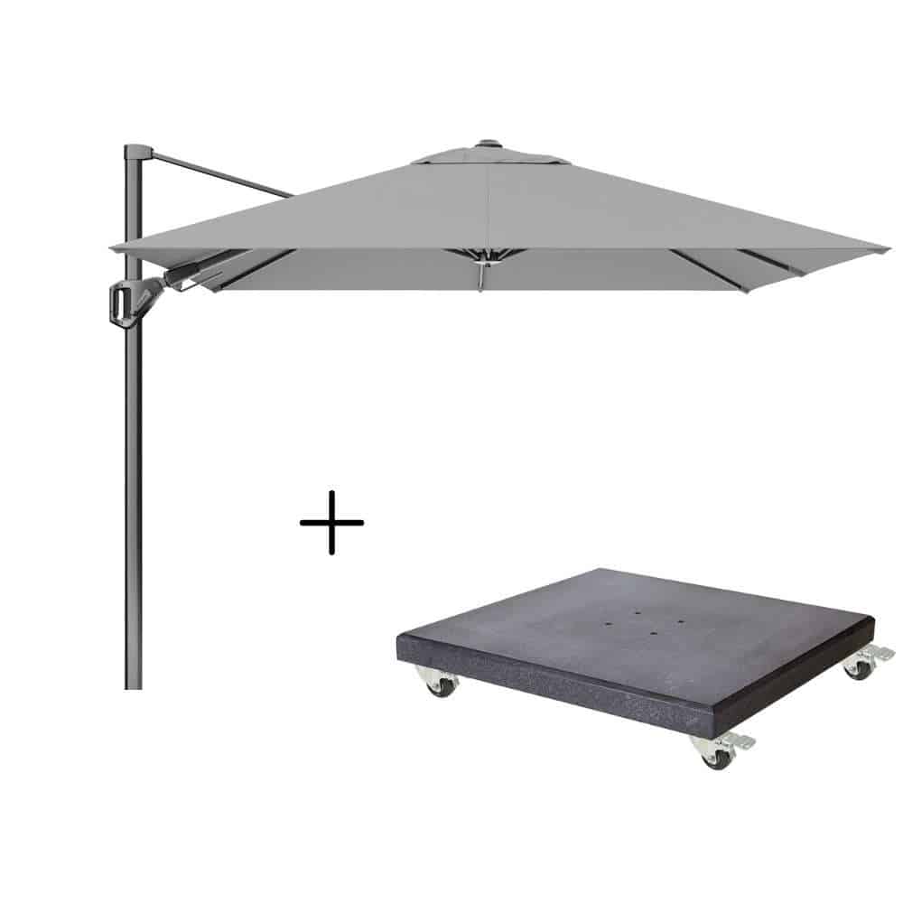 voyager t² zweefparasol | 270x270cm met modena parasolvoet 90kg | light grey