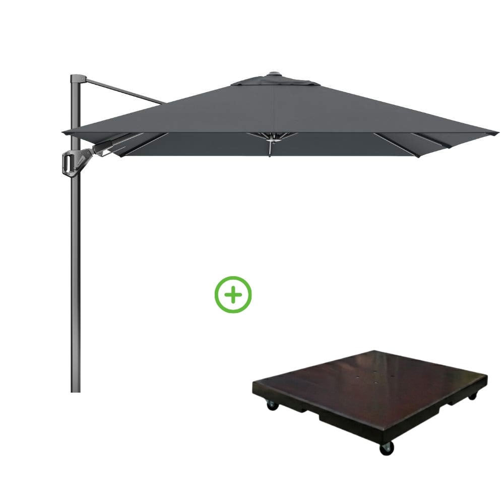 voyager t² zweefparasol | 270x270cm met monza parasolvoet 90kg | antraciet