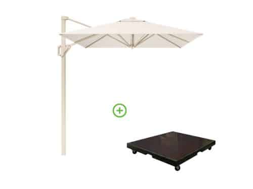 Voyager T² zweefparasol | 270x270cm met Monza parasolvoet 90kg | Ivory/Sandstone