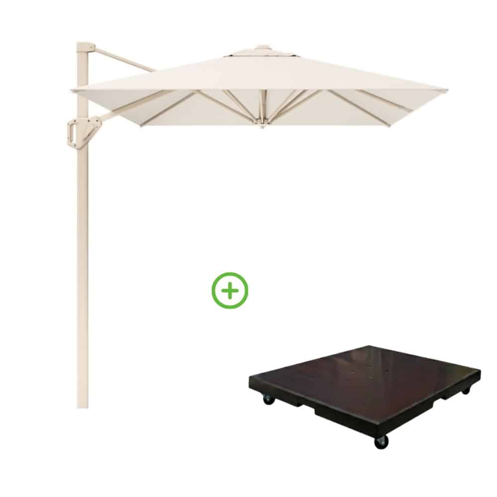 voyager t² zweefparasol | 270x270cm met monza parasolvoet 90kg | ivory/sandstone