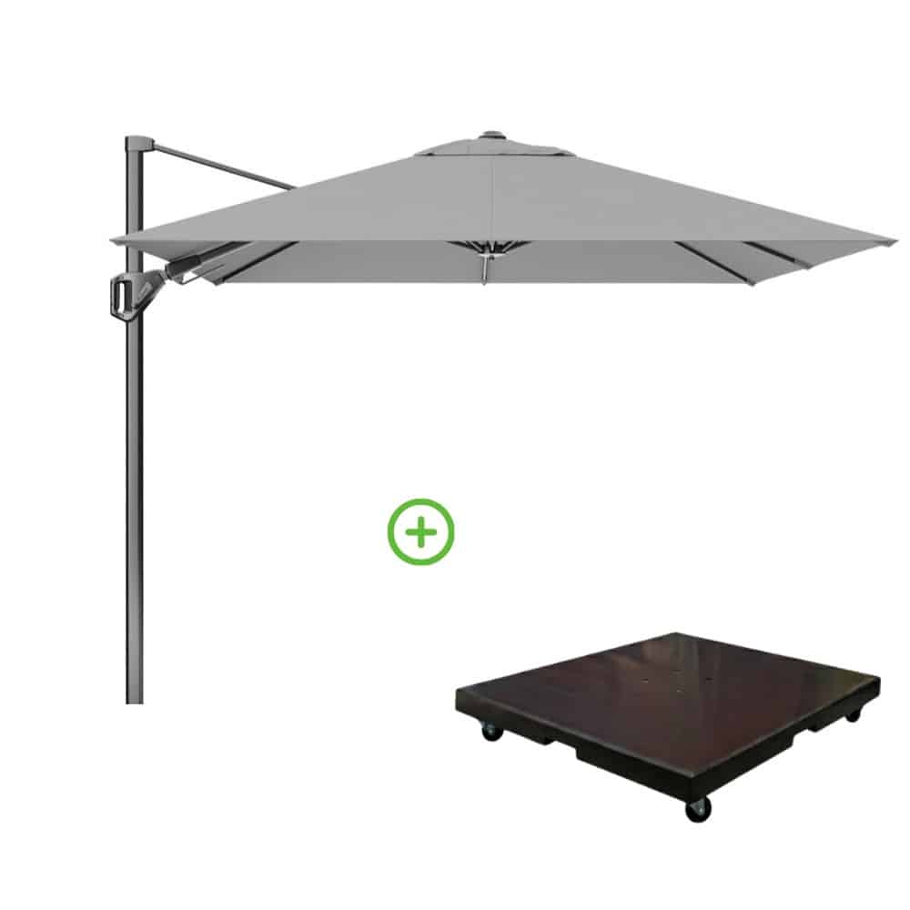 voyager t² zweefparasol | 270x270cm met monza parasolvoet 90kg | light grey