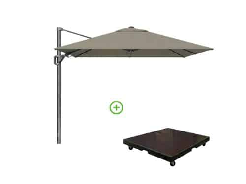 Voyager T² zweefparasol | 270x270cm met Monza parasolvoet 90kg | taupe