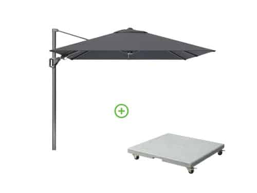 Voyager T² zweefparasol | 270x270cm met Rocca parasolvoet 90kg | antraciet
