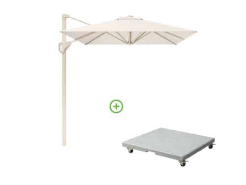 Voyager T² zweefparasol | 270x270cm met Rocca parasolvoet 90kg | Ivory/Sandstone