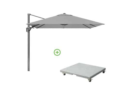 Voyager T² zweefparasol | 270x270cm met Rocca parasolvoet 90kg | Light Grey