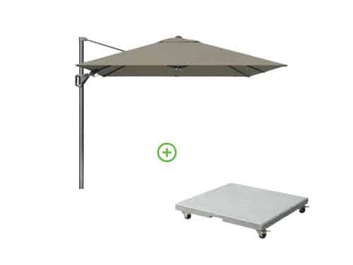 Voyager T² zweefparasol | 270x270cm met Rocca parasolvoet 90kg | taupe