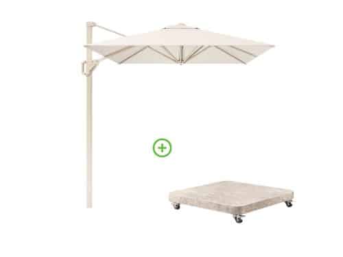 Voyager T² zweefparasol | 270x270cm met Venezia rond parasolvoet 90kg | Ivory/Sandstone
