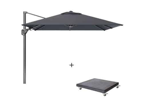 Voyager T² zweefparasol - premium doek | 270x270cm met Modena parasolvoet 90kg | Faded Black