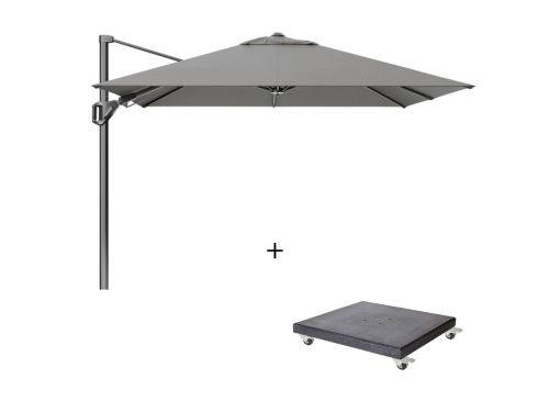 Voyager T² zweefparasol - premium doek | 270x270cm met Modena parasolvoet 90kg | Manhattan