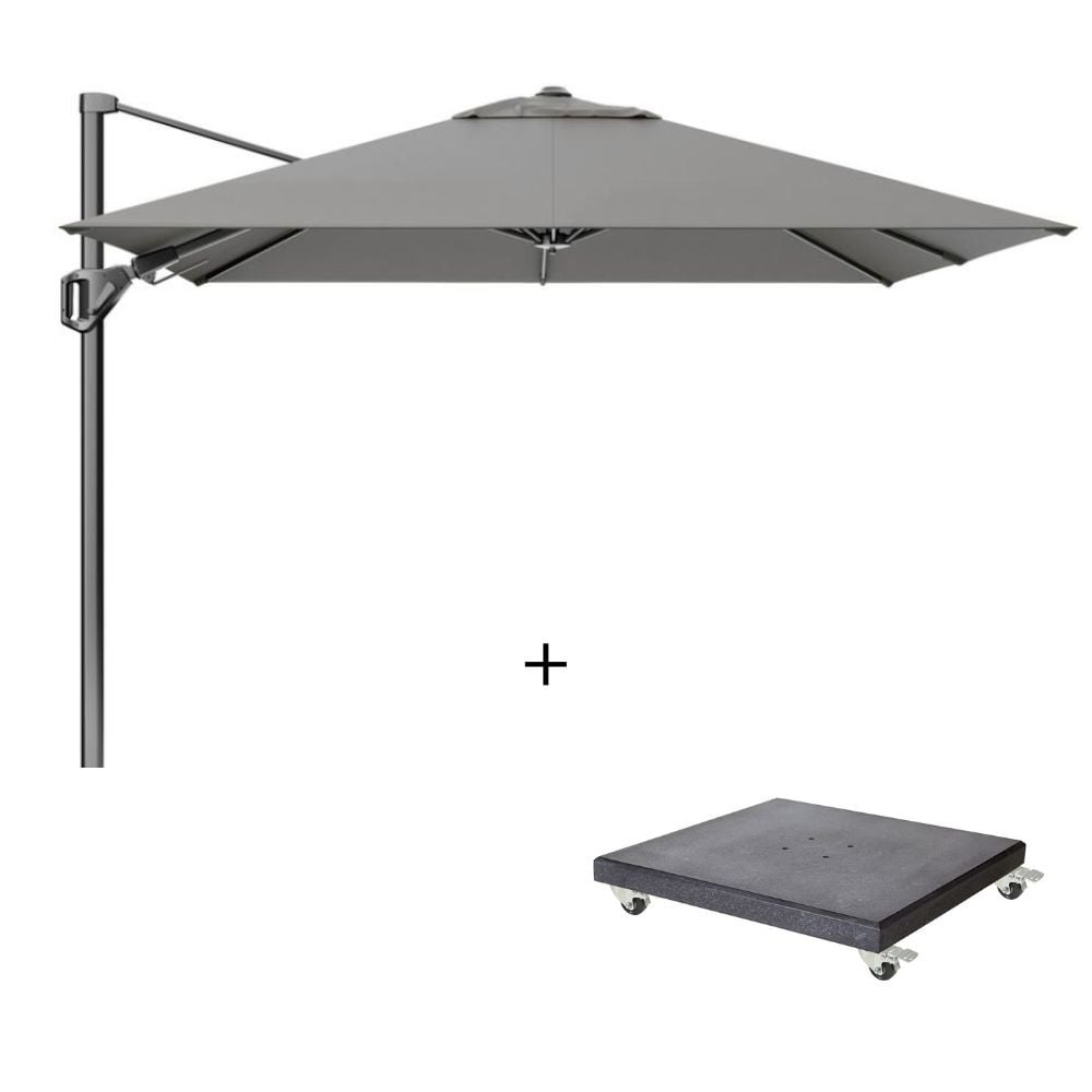 voyager t² zweefparasol premium doek | 270x270cm met modena parasolvoet 90kg | manhattan