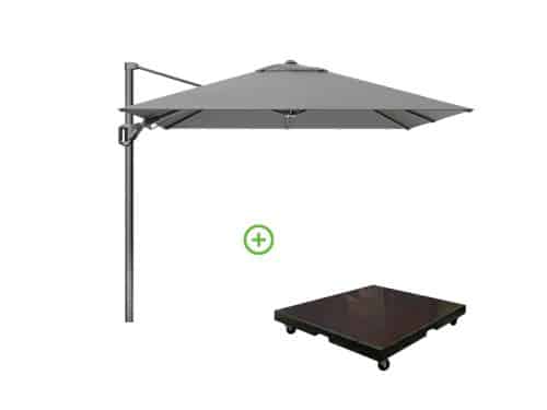 Voyager T² zweefparasol - premium doek | 270x270cm met Monza parasolvoet 90kg | Manhattan