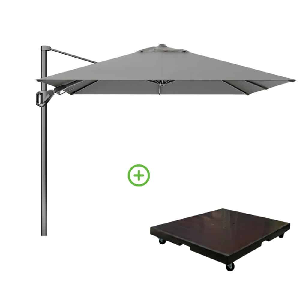 voyager t² zweefparasol premium doek | 270x270cm met monza parasolvoet 90kg | manhattan