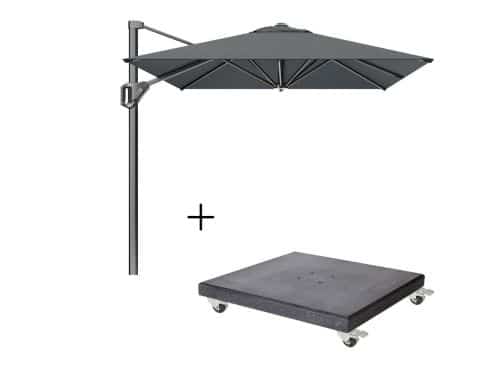 Voyager T¹ zweefparasol | 250x250cm met Modena parasolvoet 90kg | antraciet