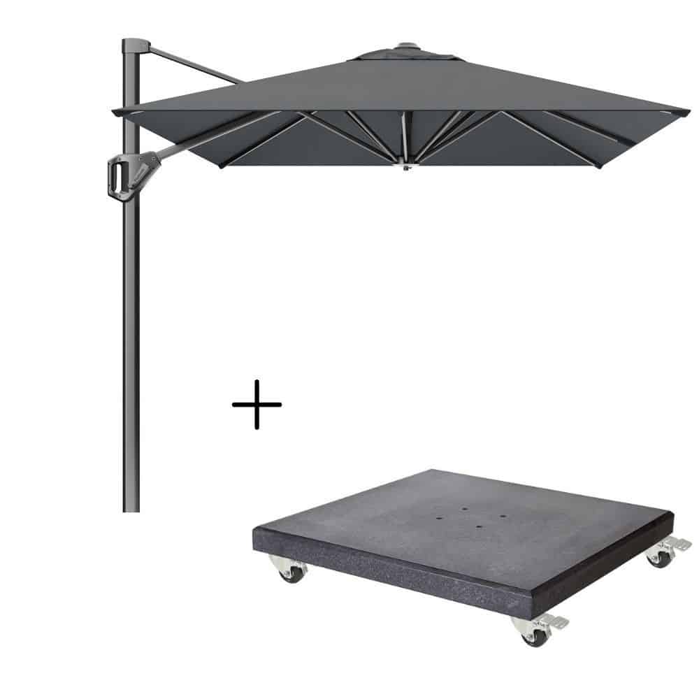 voyager t¹ zweefparasol | 250x250cm met modena parasolvoet 90kg | antraciet