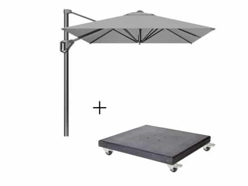 Voyager T¹ zweefparasol | 250x250cm met Modena parasolvoet 90kg | grijs