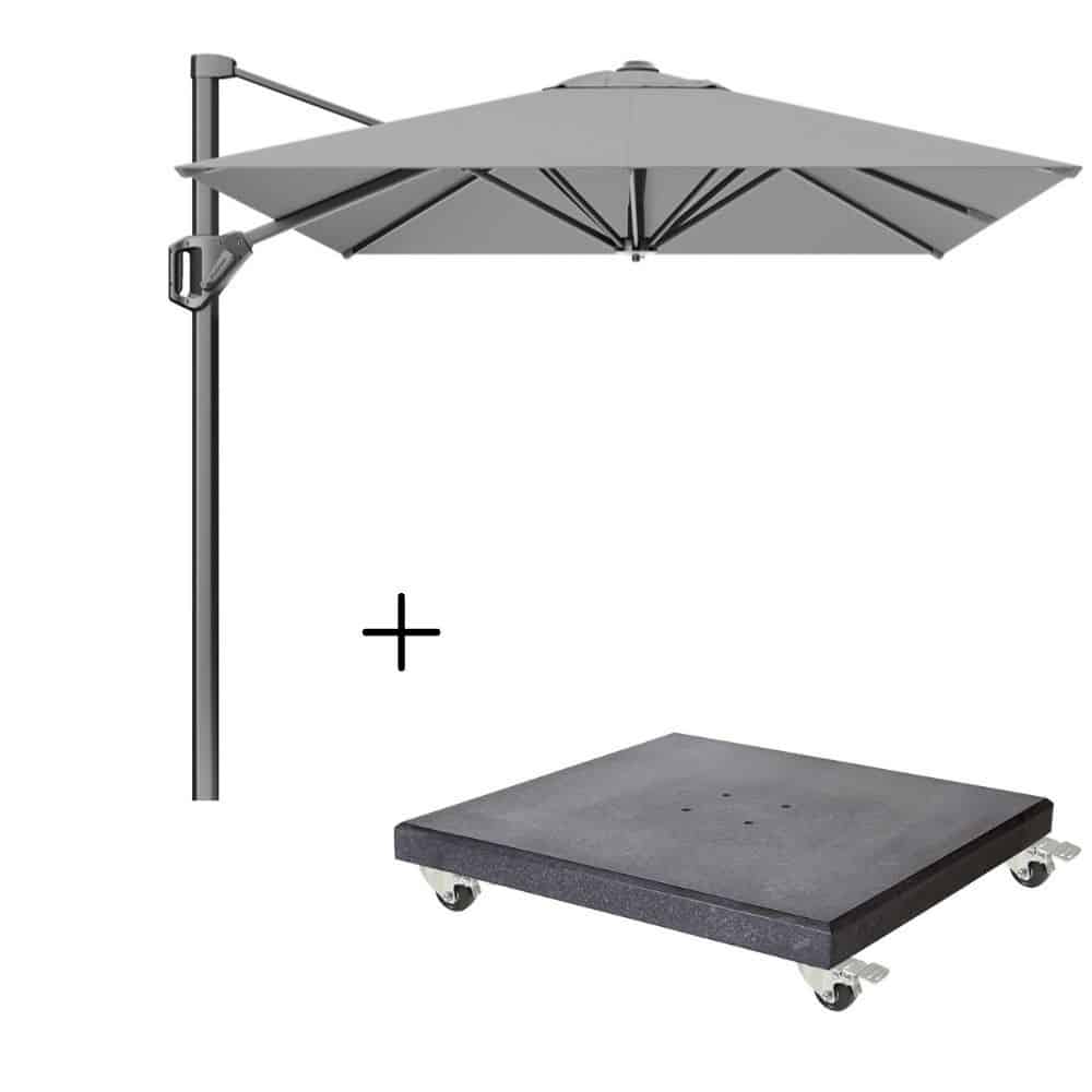voyager t¹ zweefparasol | 250x250cm met modena parasolvoet 90kg | grijs