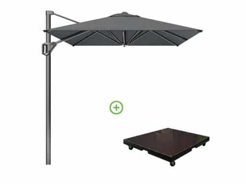 Voyager T¹ zweefparasol | 250x250cm met Monza parasolvoet 90kg | antraciet