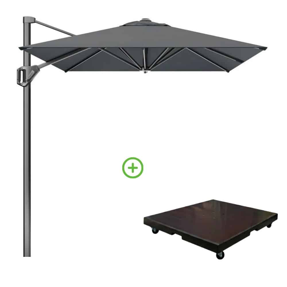 voyager t¹ zweefparasol | 250x250cm met monza parasolvoet 90kg | antraciet