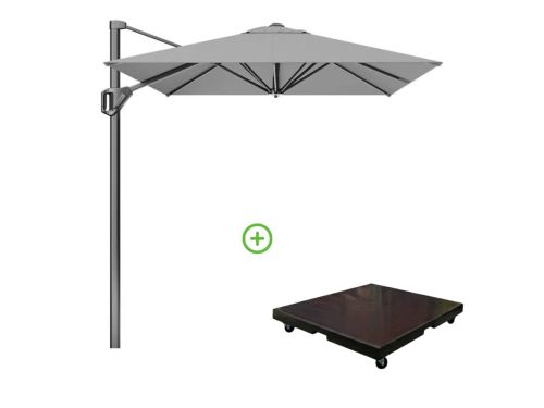 Voyager T¹ zweefparasol | 250x250cm met Monza parasolvoet 90kg | grijs