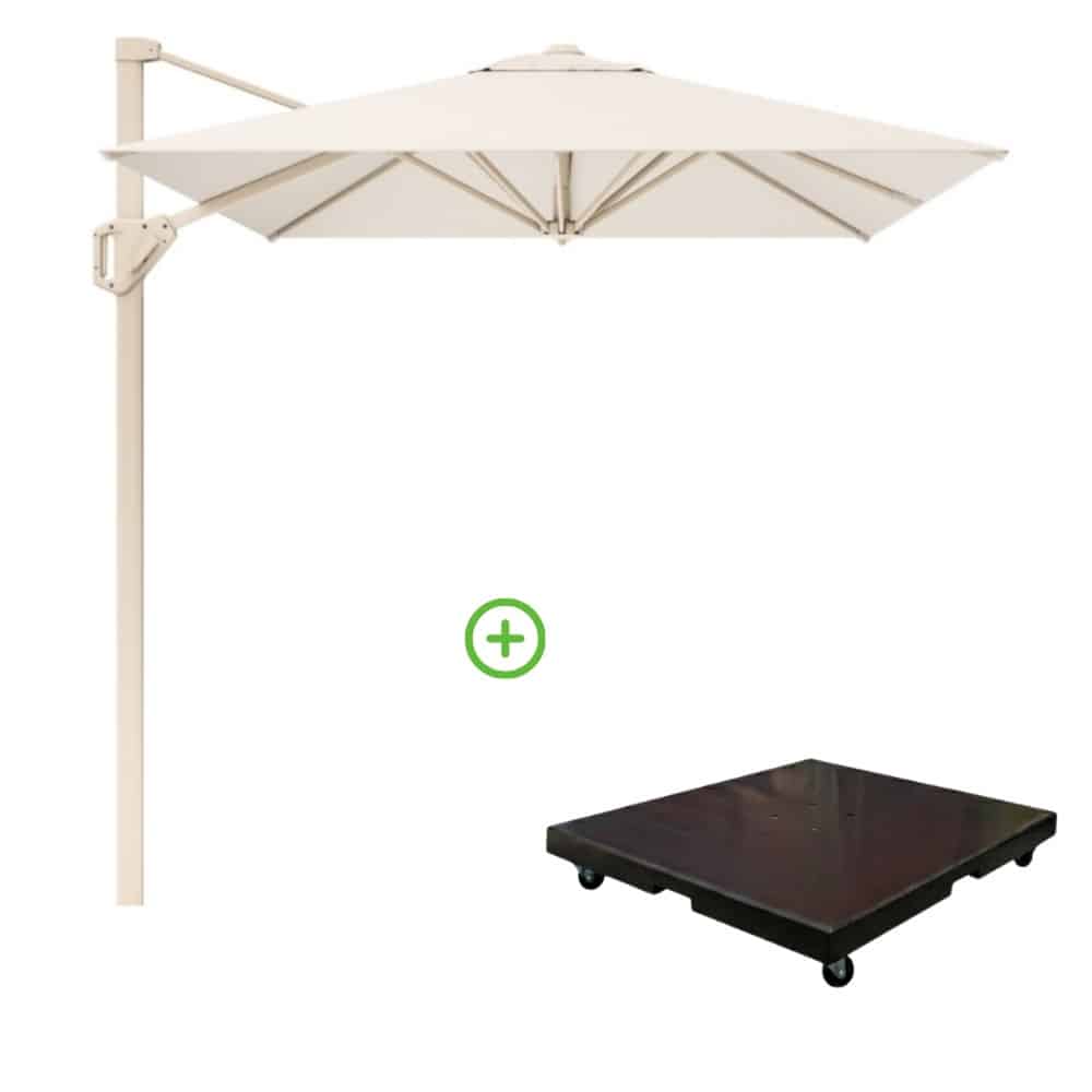 voyager t¹ zweefparasol | 250x250cm met monza parasolvoet 90kg | ivory/sandstone