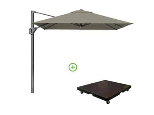 Voyager T¹ zweefparasol | 250x250cm met Monza parasolvoet 90kg | taupe