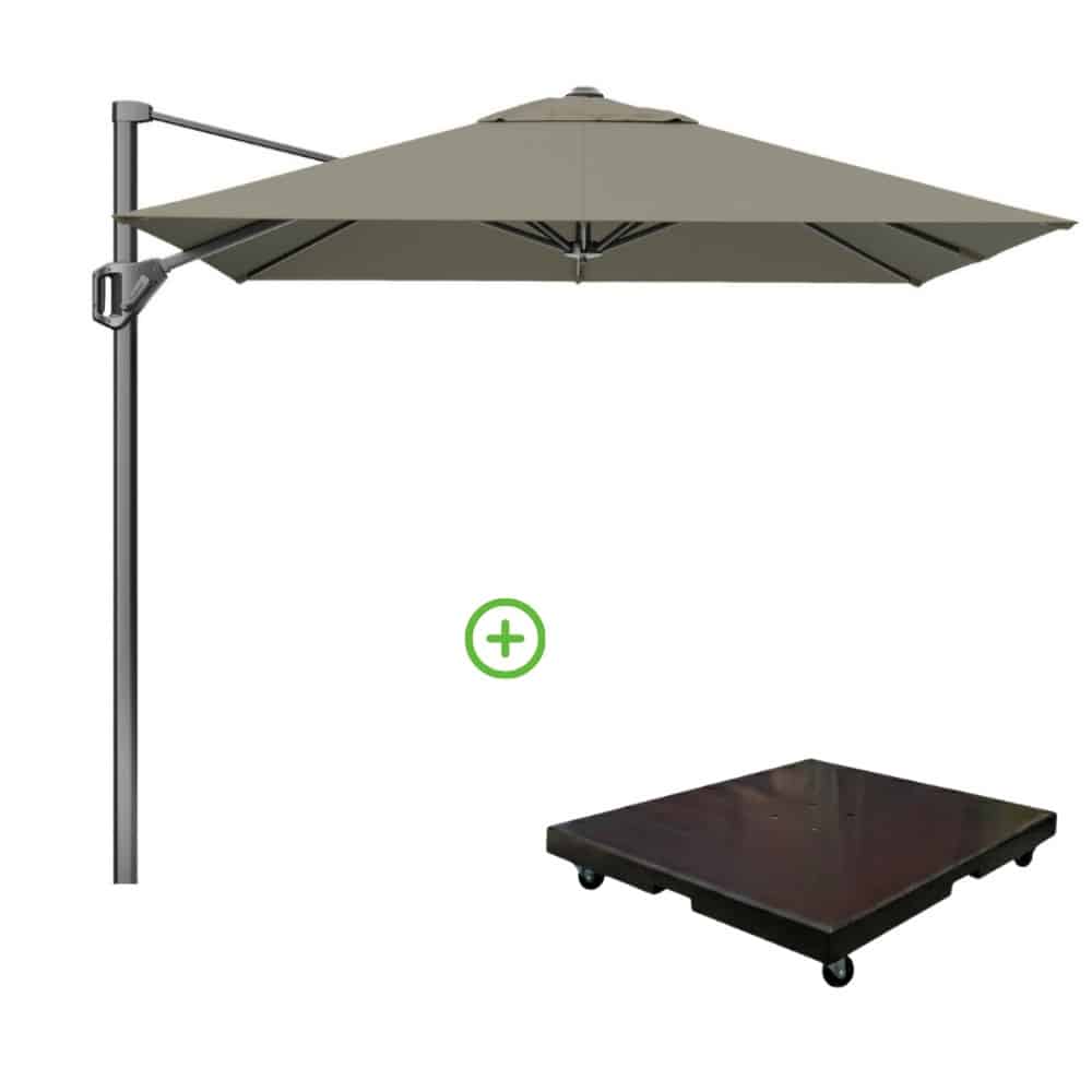 voyager t¹ zweefparasol | 250x250cm met monza parasolvoet 90kg | taupe