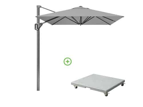 Voyager T¹ zweefparasol | 250x250cm met Rocca parasolvoet 90kg | grijs