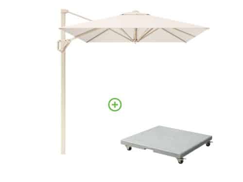 Voyager T¹ zweefparasol | 250x250cm met Rocca parasolvoet 90kg | Ivory/Sandstone