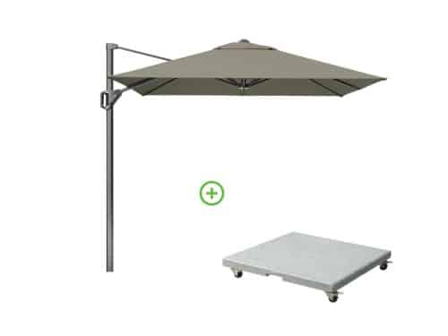 Voyager T¹ zweefparasol | 250x250cm met Rocca parasolvoet 90kg | taupe