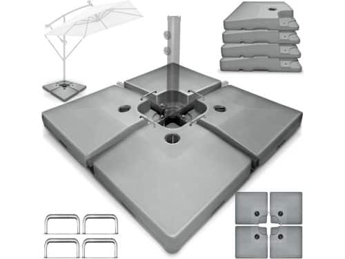 Vulbare Parasolvoet (90L/120kg) - 4-Delig Set voor Lantaarnpaal met Verbindingsstuk