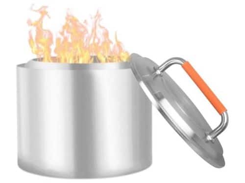 Vuurkorfdeksel 49,5 cm hittebestendig roestvrij staal voor buiten gebruik