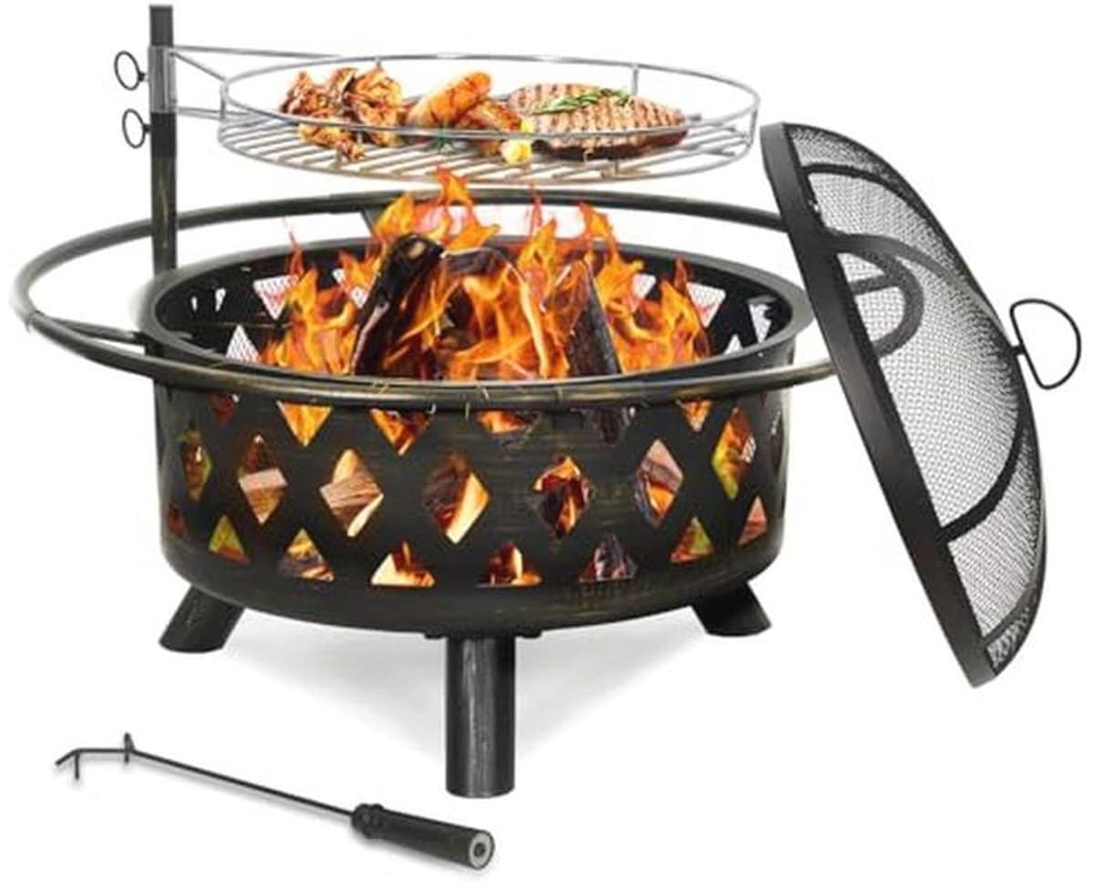 vuurplaats voor buiten met hout en bbq grill