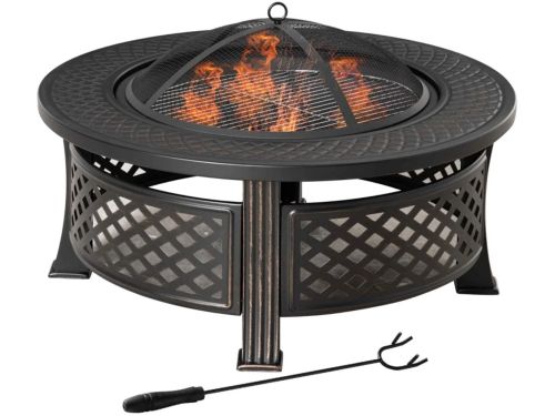 Vuurschaal - Ronde Vuurkorf - Vuurtafel - met Vonkenscherm, Pook