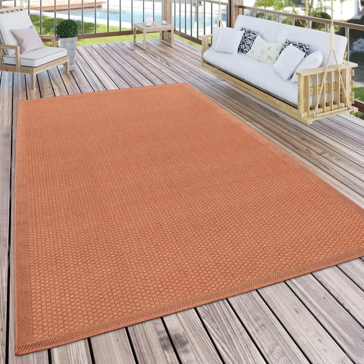 waterbestendig buitenkleed platte weefsel 140x200cm modern rood