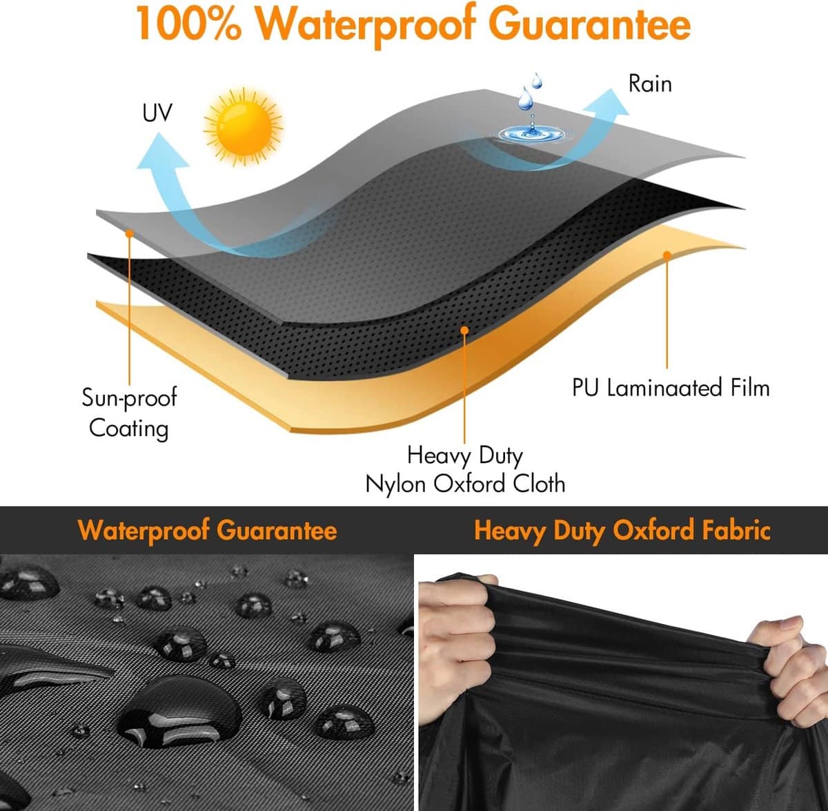 waterdichte bescherming voor tuinmeubelen zwart 2 stuks (80cm